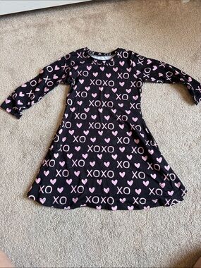 Girls Black & Pink XOXO Heart Swing Dress